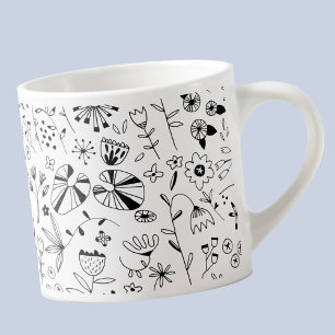 Wild Flower Monochrome Modern Espresso Kop