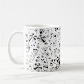 Wild Flower Monochrome Modern Koffiemok (Links)