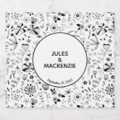 Wild Flower Monochrome Modern Likeurfles Etiket (Enkel label)