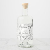 Wild Flower Monochrome Modern Likeurfles Etiket (Voorkant)