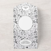 Wild Flower Monochrome Modern Wedding All In One Uitnodiging (Buitenkant)