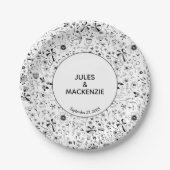 Wild Flower Monochrome Modern Wedding Papieren Bordje (Voorkant)