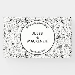 Wild Flower Monochrome Modern Wedding Spandoek
