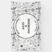 Wild Flower Monochrome Modern Wedding Spandoek (Verticaal)