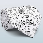 Wild Flower Monochrome Stropdas<br><div class="desc">Moderne monochrome zwarte en witte bloemtekeningen. Een coördinerend stropdas om je feest te evenaren.</div>