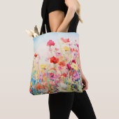 Wild Flower Poppy Concept Abstracte kleurrijke kun Tote Bag (Dichtbij)