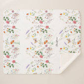 Wild Flower Pressed Floral Tekst toevoegen Sherpa Sherpa Deken (Voorkant (horizontaal))