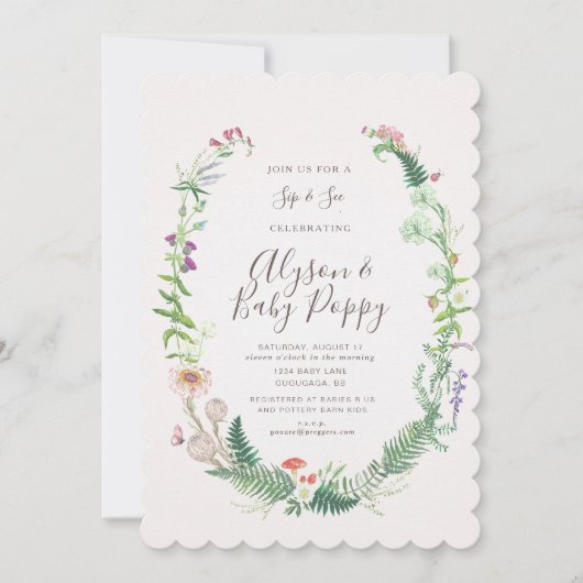 Wild Flower Sip & See Invitation Kaart (Voorkant)