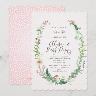 Wild Flower Sip & See Invitation Kaart