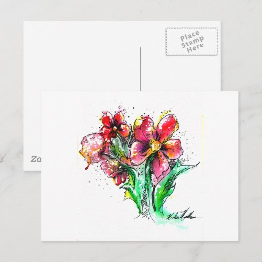 Wild Flower Splash Briefkaart (Voorkant / Achterkant)