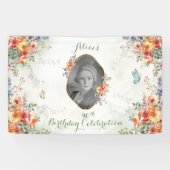 Wild Flower Verjaardag Viering Foto Banner (Horizontaal)