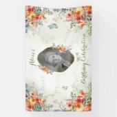 Wild Flower Verjaardag Viering Foto Banner (Verticaal)