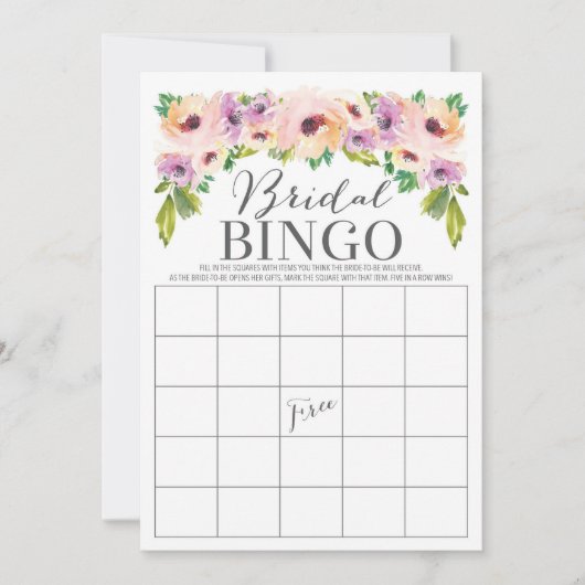 Wild Flower Vrijgezellenfeest Bingo spel Kaart (Voorkant)