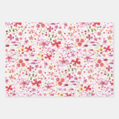 Wild Flower Waterverf Bloemenroze en wit Inpakpapier Vel (Voorkant 3)