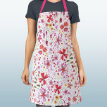 Wild Flower Waterverf Botanisch Roze Rood Wit Schort<br><div class="desc">Moderne,  lichte en vrolijke wilde bloemen waterverf schilderij in rood,  roze en wit. Originele versie door Nic Squirrell.</div>