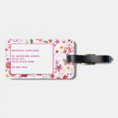 Wild Flower Waterverf Modern Gepersonaliseerd Bagagelabel (Achterkant horizontaal)