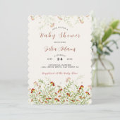 Wild Flower Yellow Marigold Foliage Baby shower Kaart (Staand voorkant)