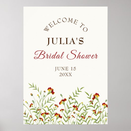 Wild Flower Yellow Marigold Foliage Vrijgezellenfe Poster (Voorkant)