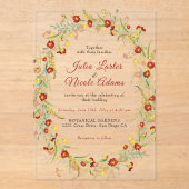 Wild Flower Yellow Marigold Foliage Wedding Acryl Uitnodigingen (Voorkant)