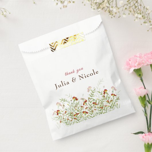 Wild Flower Yellow Marigold Foliage Wedding Bedankzakje (Gezegeld)