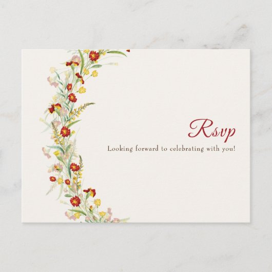 Wild Flower Yellow Marigold Foliage Wedding Briefkaart (Voorkant)