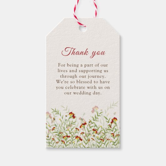 Wild Flower Yellow Marigold Foliage Wedding Cadeaulabel (Voorkant)