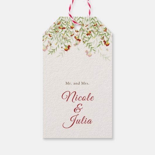 Wild Flower Yellow Marigold Foliage Wedding Cadeaulabel (Achterkant)