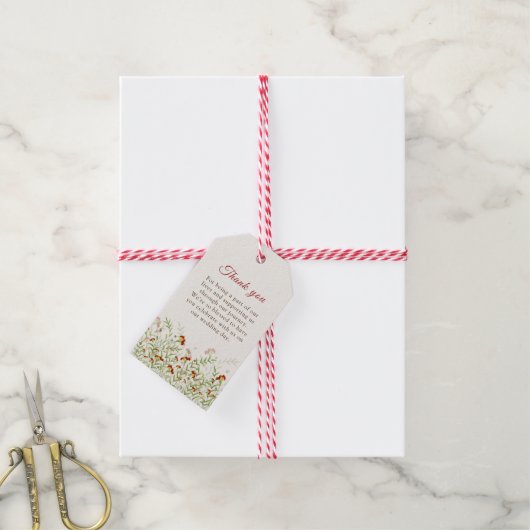 Wild Flower Yellow Marigold Foliage Wedding Cadeaulabel (Met Touw)