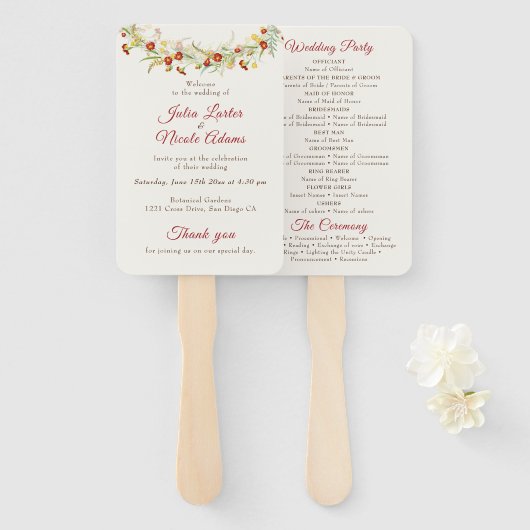 Wild Flower Yellow Marigold Foliage Wedding Handwaaier (Voorkant en achterkant)