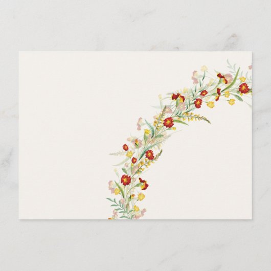 Wild Flower Yellow Marigold Foliage Wedding Menu (Achterkant)