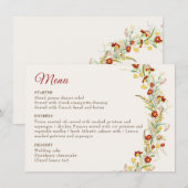 Wild Flower Yellow Marigold Foliage Wedding Menu (Voorkant / Achterkant)