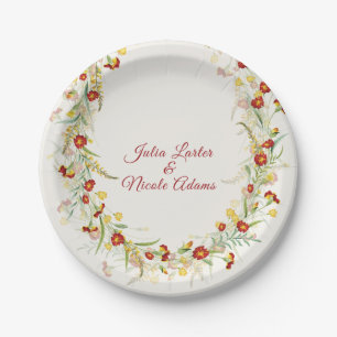 Wild Flower Yellow Marigold Foliage Wedding Papieren Bordje