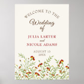 Wild Flower Yellow Marigold Foliage Wedding Poster (Voorkant)