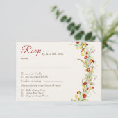Wild Flower Yellow Marigold Foliage Wedding RSVP Kaartje (Staand voorkant)