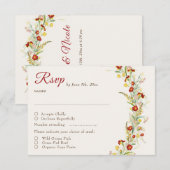 Wild Flower Yellow Marigold Foliage Wedding RSVP Kaartje (Voorkant / Achterkant)