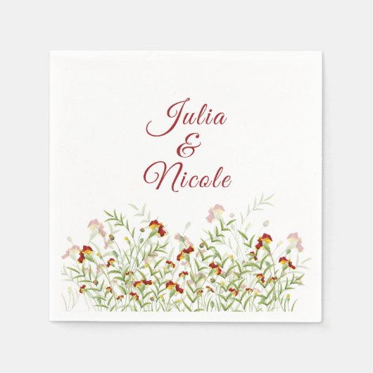 Wild Flower Yellow Marigold Foliage Wedding Servet (Voorkant)