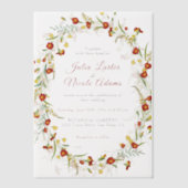 Wild Flower Yellow Marigold Foliage Wedding Vellum Uitnodigingen (Voorkant)