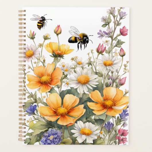 Wild Flowers and Honey Bees Waterverf Planner (Voorkant)