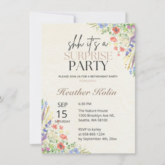 Wild Flowers Atch Foto Pensioen Kaart Sjabloon (Voorkant)