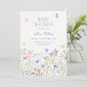 Wild flowers baby shower kaart (Staand voorkant)