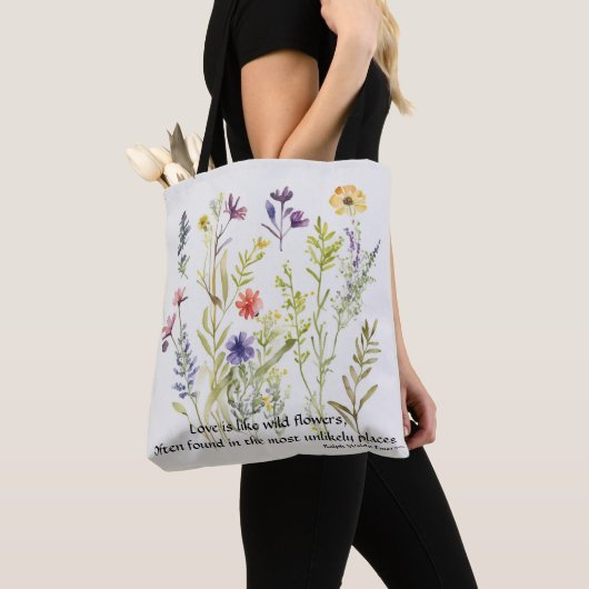 Wild Flowers bewerkbare offerte van Ralph Waldo Em Tote Bag (Dichtbij)