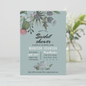 Wild Flowers | blauw | Bridal Shower-uitnodigingen Kaart (Staand voorkant)