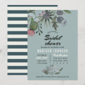 Wild Flowers | blauw | Bridal Shower-uitnodigingen Kaart (Voorkant / Achterkant)