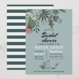 Wild Flowers | blauw | Bridal Shower-uitnodigingen Kaart