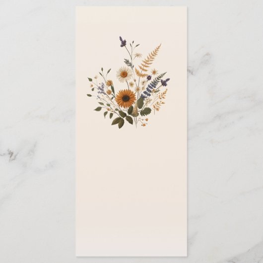 Wild Flowers  Bloemen Boheems Bruiloft Menu (Achterkant)