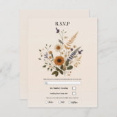 Wild Flowers  Bloemen Boheems Bruiloft RSVP Kaart (Voorkant / Achterkant)