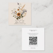 Wild Flowers  Bloemen Bohemian Details Vierkante Visitekaartje (Voorkant / Achterkant)