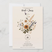 Wild Flowers  Bloemen Bunch Bohemian Bruiloft Kaart (Voorkant)