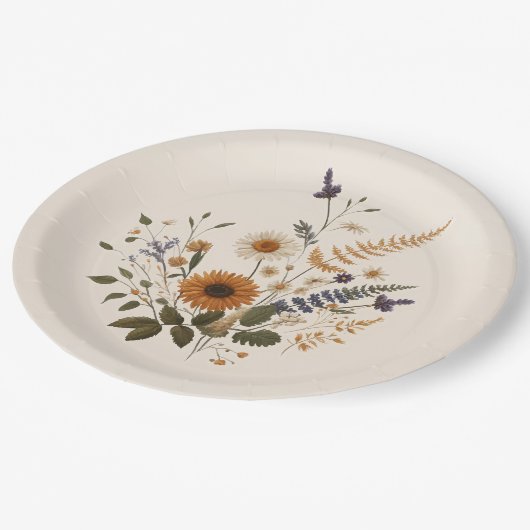 Wild Flowers Bloemen Bunch Bohemian Bruiloft Papieren Bordje (Gekanteld)