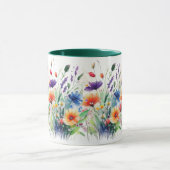 Wild Flowers Bloemen Waterverf Boho Gift voor haar Mok (Midden)